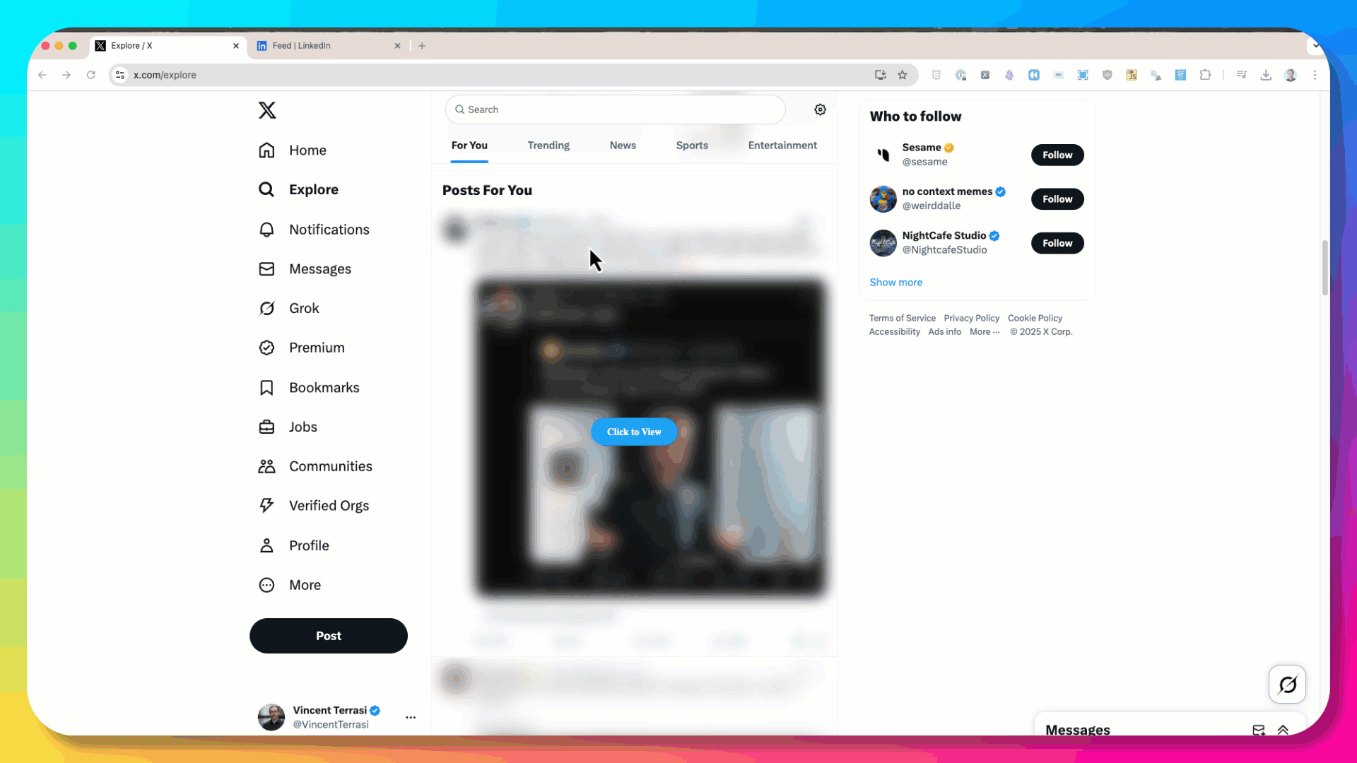 SentryFeed en action sur LinkedIn